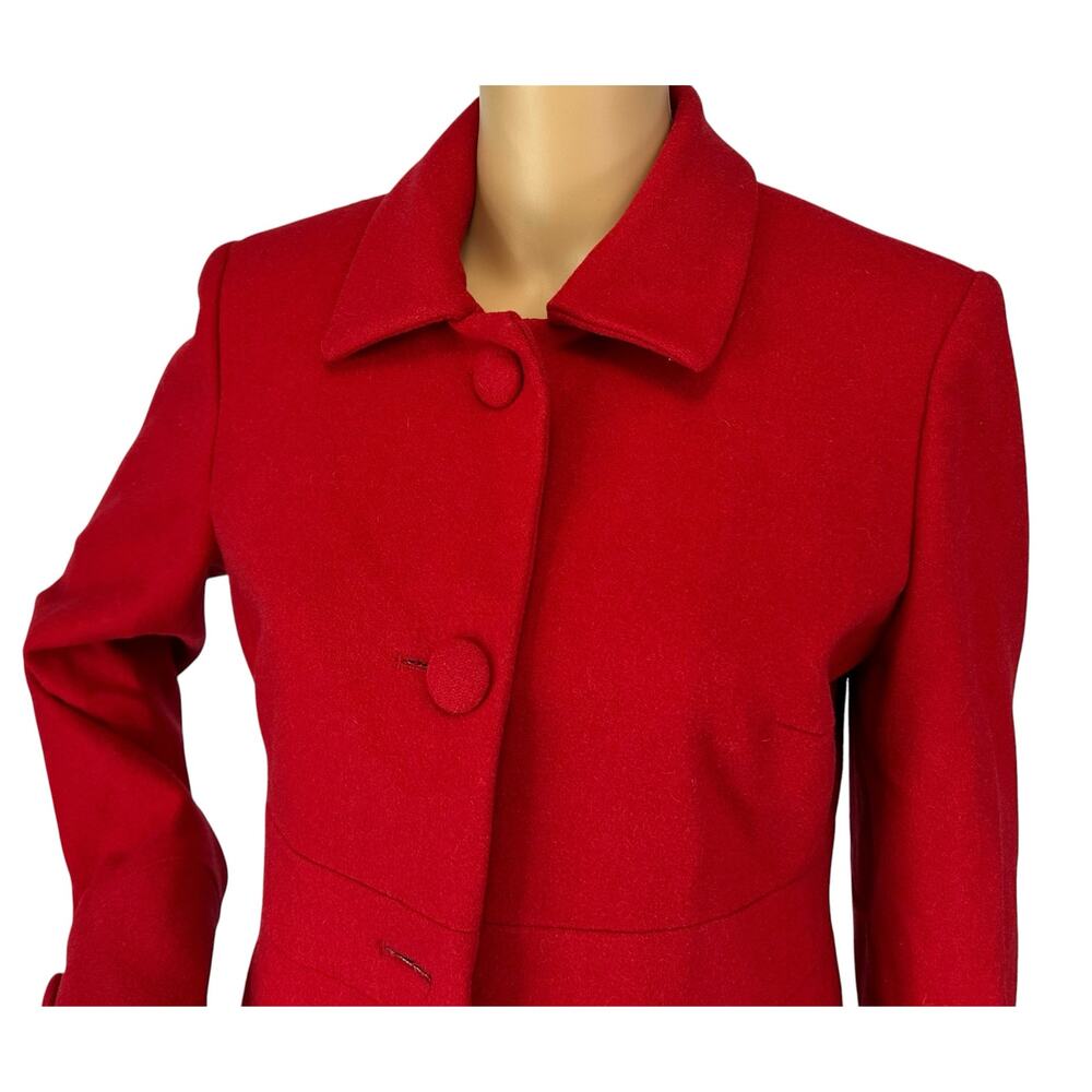 J. Crew Vintage Pure Wool Classic Lady Day Coat Red 86707 Size 6 - Picture 7 of 11
